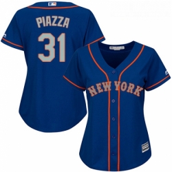 Womens Majestic New York Mets 31 Mike Piazza Replica Royal Blue Alternate Road Cool Base MLB Jersey