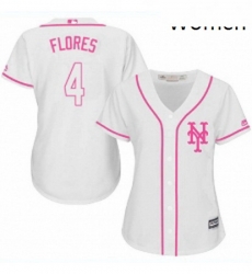 Womens Majestic New York Mets 4 Wilmer Flores Authentic White Fashion Cool Base MLB Jersey