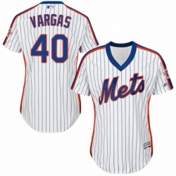 Womens Majestic New York Mets 40 Jason Vargas Authentic White Alternate Cool Base MLB Jersey 