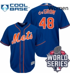 Womens Majestic New York Mets 48 Jacob deGrom Authentic Blue 2015 World Series MLB Jersey