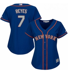 Womens Majestic New York Mets 7 Jose Reyes Replica Royal Blue Alternate Road Cool Base MLB Jersey