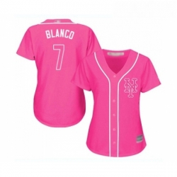 Womens New York Mets 7 Gregor Blanco Authentic Pink Fashion Cool Base Baseball Jersey 