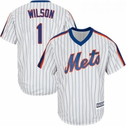 Youth Majestic New York Mets 1 Mookie Wilson Authentic White Alternate Cool Base MLB Jersey