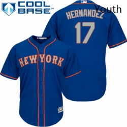 Youth Majestic New York Mets 17 Keith Hernandez Replica Royal Blue Alternate Road Cool Base MLB Jersey