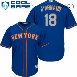 Youth Majestic New York Mets 18 Travis dArnaud Authentic Royal Blue Alternate Road Cool Base MLB Jersey