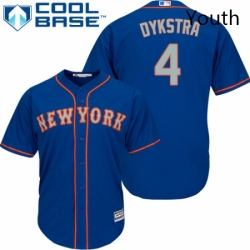 Youth Majestic New York Mets 4 Lenny Dykstra Replica Royal Blue Alternate Road Cool Base MLB Jersey