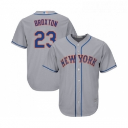 Youth New York Mets 23 Keon Broxton Authentic Grey Road Cool Base Baseball Jersey 