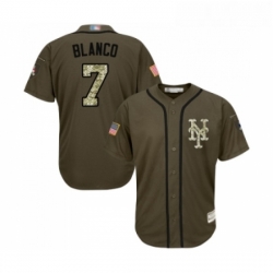 Youth New York Mets 7 Gregor Blanco Authentic Green Salute to Service Baseball Jersey 