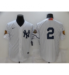 Men New York Yankees 2 Derek Jeter White Nike Game Throwback Jersey