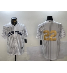 Men New York Yankees 22 Juan Soto White Pinstripe Without Name Fashion Cool Base Jersey 1