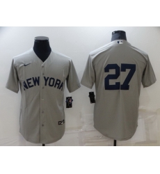 Men New York Yankees 27 Giancarlo Stanton 2021 Grey Field Of Dreams Cool Base Stitched Baseball jersey