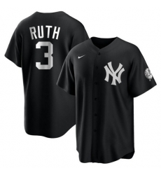 Men New York Yankees 3 Babe Ruth Black Cool Base Stitched Jerseys