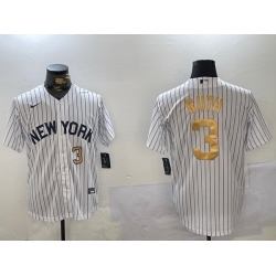 Men New York Yankees 3 Babe Ruth White Pinstripe Fashion Cool Base Jerseys