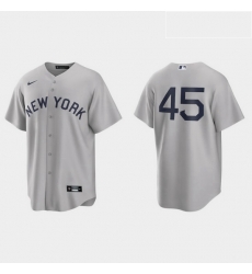 Men New York Yankees 45 Gerrit Cole Men Nike Gray 2021 Field of Dreams Game MLB Jersey