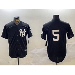 Men New York Yankees 5 Joe DiMaggio Black With Patch Cool Base Stitched Baseball Jersey