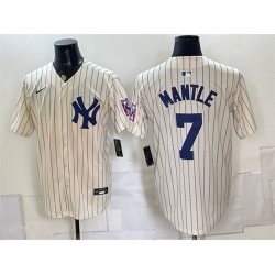 Men New York Yankees  7 Mickey Mantle Cream 2026 Field of Dreams Stadium Stitched Baseball Jersey