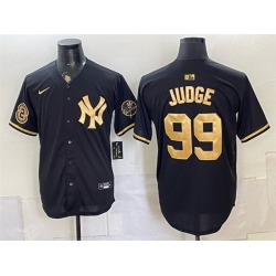 Men New York Yankees  99 Aaron Judge Black Gold With Patch Stitched Baseball Jersey