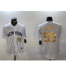 Men New York Yankees 99 Aaron Judge White Pinstripe Fashion Cool Base Jerseys