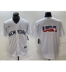 Men New York Yankees Team Big Logo White Cool Base Stitched Baseball Jersey 3