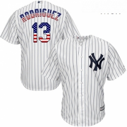 Mens Majestic New York Yankees 13 Alex Rodriguez Authentic White USA Flag Fashion MLB Jersey