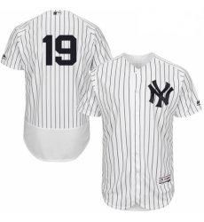 Mens Majestic New York Yankees 19 Masahiro Tanaka White Home Flex Base Authentic Collection MLB Jersey