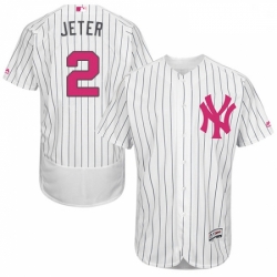 Mens Majestic New York Yankees 2 Derek Jeter Authentic White 2016 Mothers Day Fashion Flex Base MLB Jersey 