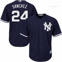 Mens Majestic New York Yankees 24 Gary Sanchez Replica Navy Blue Alternate MLB Jersey