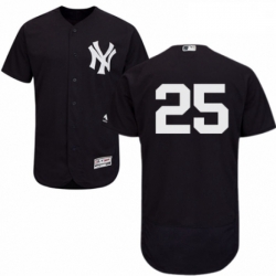 Mens Majestic New York Yankees 25 Gleyber Torres Navy Blue Alternate Flex Base Authentic Collection MLB Jersey