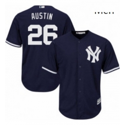 Mens Majestic New York Yankees 26 Tyler Austin Replica Navy Blue Alternate MLB Jersey 