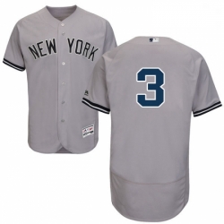 Mens Majestic New York Yankees 3 Babe Ruth Grey Road Flex Base Authentic Collection MLB Jersey