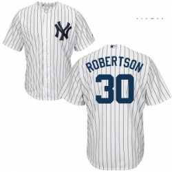 Mens Majestic New York Yankees 30 David Robertson Replica White Home MLB Jersey 