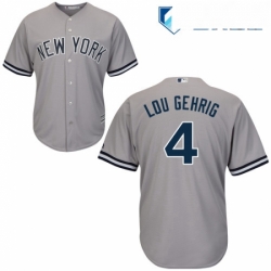 Mens Majestic New York Yankees 4 Lou Gehrig Replica Grey Road MLB Jersey