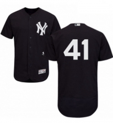 Mens Majestic New York Yankees 41 Adam Lind Navy Blue Alternate Flex Base Authentic Collection MLB Jersey