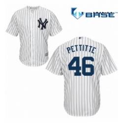 Mens Majestic New York Yankees 46 Andy Pettitte Replica White Home MLB Jersey