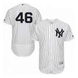 Mens Majestic New York Yankees 46 Andy Pettitte White Home Flex Base Authentic Collection MLB Jersey