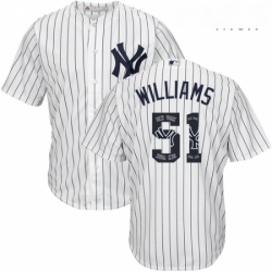 Mens Majestic New York Yankees 51 Bernie Williams Authentic White Team Logo Fashion MLB Jersey