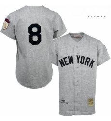 Mens Mitchell and Ness 1951 New York Yankees 8 Yogi Berra Replica Grey Throwback MLB Jersey