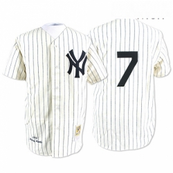 Mens Mitchell and Ness New York Yankees 7 Mickey Mantle Authentic White Throwback MLB Jersey