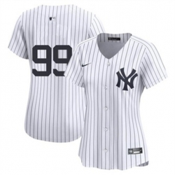 Women New York Yankees 99 Aaron Judge White Stitched Coolse Baseball Jersey No Name