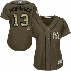 Womens Majestic New York Yankees 13 Alex Rodriguez Authentic Green Salute to Service MLB Jersey