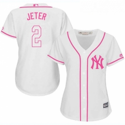 Womens Majestic New York Yankees 2 Derek Jeter Authentic White Fashion Cool Base MLB Jersey