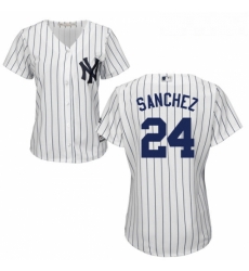 Womens Majestic New York Yankees 24 Gary Sanchez Replica White Home MLB Jersey