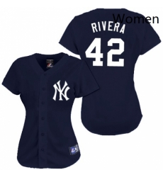 Womens Majestic New York Yankees 42 Mariano Rivera Authentic Navy Blue MLB Jersey