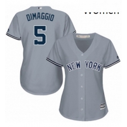 Womens Majestic New York Yankees 5 Joe DiMaggio Authentic Grey Road MLB Jersey