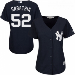 Womens Majestic New York Yankees 52 CC Sabathia Replica Navy Blue Alternate MLB Jersey