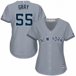 Womens Majestic New York Yankees 55 Sonny Gray Replica Grey Road MLB Jersey 