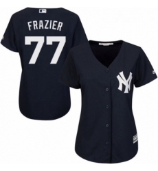 Womens Majestic New York Yankees 77 Clint Frazier Authentic Navy Blue Alternate MLB Jersey 