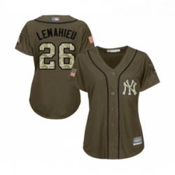 Womens New York Yankees 26 DJ LeMahieu Authentic Green Salute to Service Baseball Jersey 