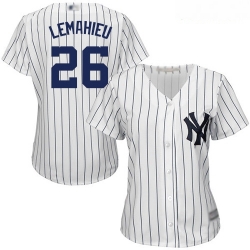 Yankees #26 DJ LeMahieu White Strip Home Women Stitched Baseball Jersey