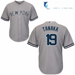 Youth Majestic New York Yankees 19 Masahiro Tanaka Replica Grey Road MLB Jersey